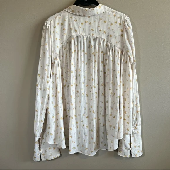 Free People Modern Muse Blouse Ivory Combo Small Button Down Top - Picture 8 of 9